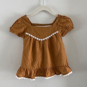 Rachel Zoe Tan Top with Lace Detail